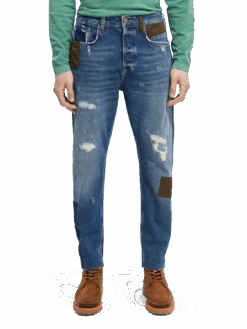Scotch & Soda The Dean Loose Tapered-Fit Patchwork Jeans
