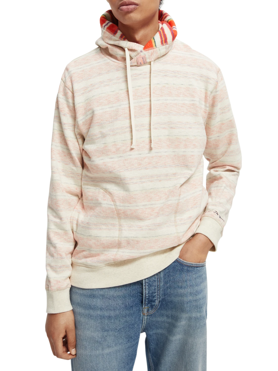 Scotch & Soda Striped Brushed Felpa Hoodie