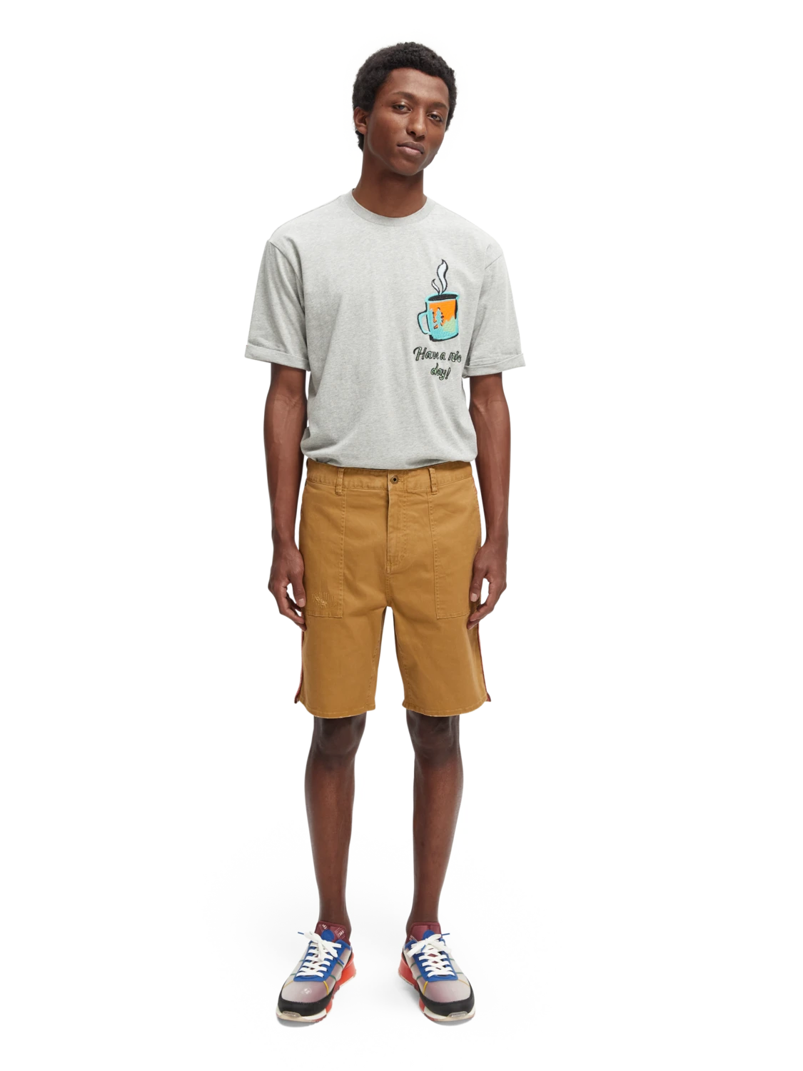 Scotch & Soda Relaxed-Fit Organic Cotton Shorts With Tape Detail - Image 12