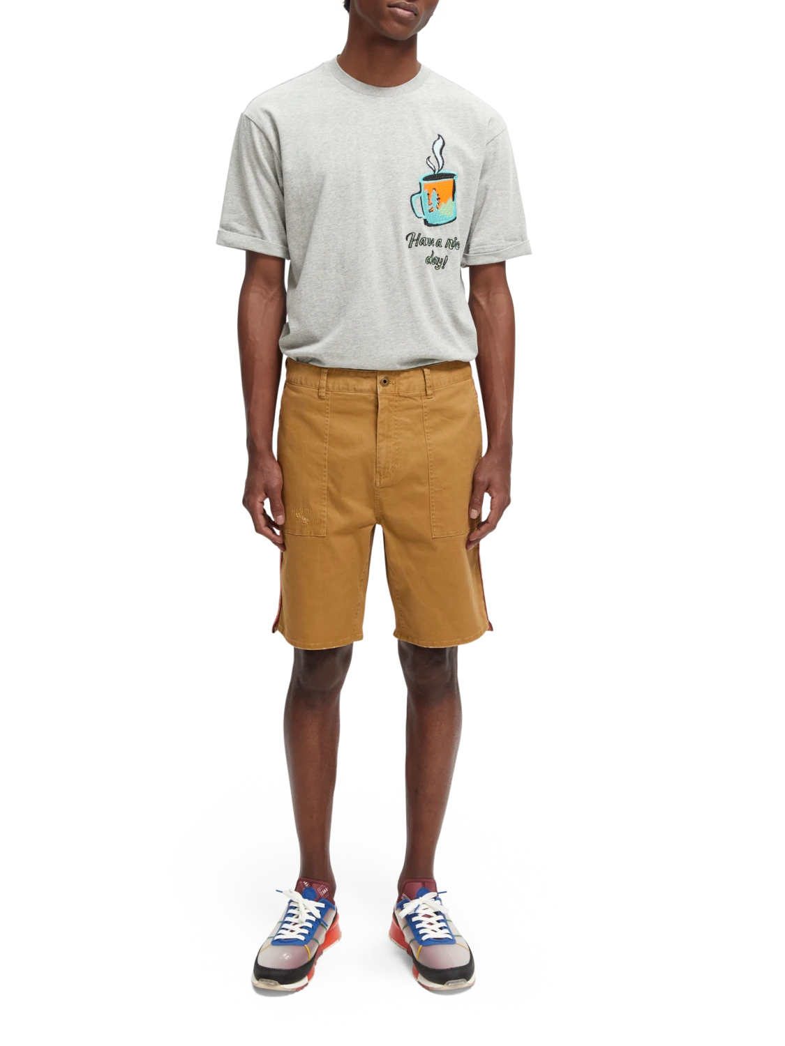 Scotch & Soda Relaxed-Fit Organic Cotton Shorts With Tape Detail - Image 2