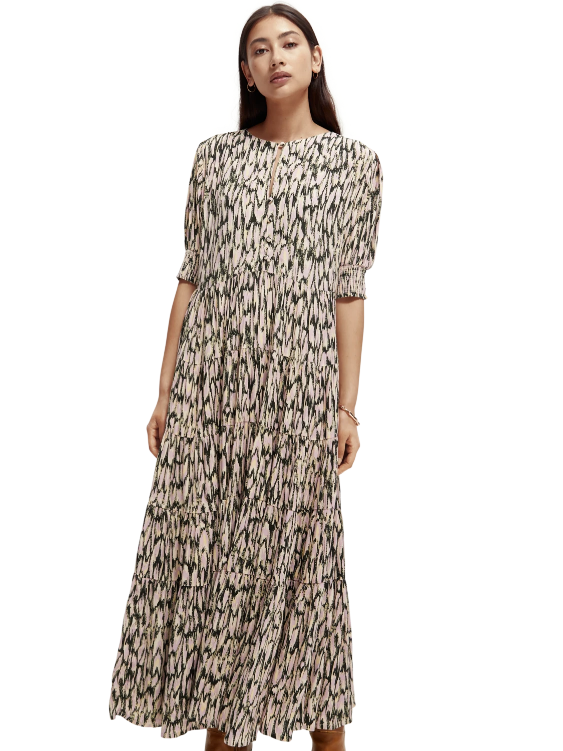 Scotch & Soda Short Sleeved Tiered Maxi Dress - Image 10