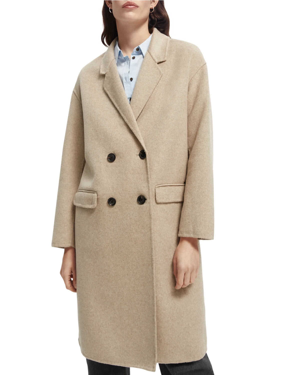 Scotch & Soda Double-Breasted Wool-Blended Coat