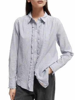 Scotch & Soda Lightweight Organic Cotton Ruffled Shirt