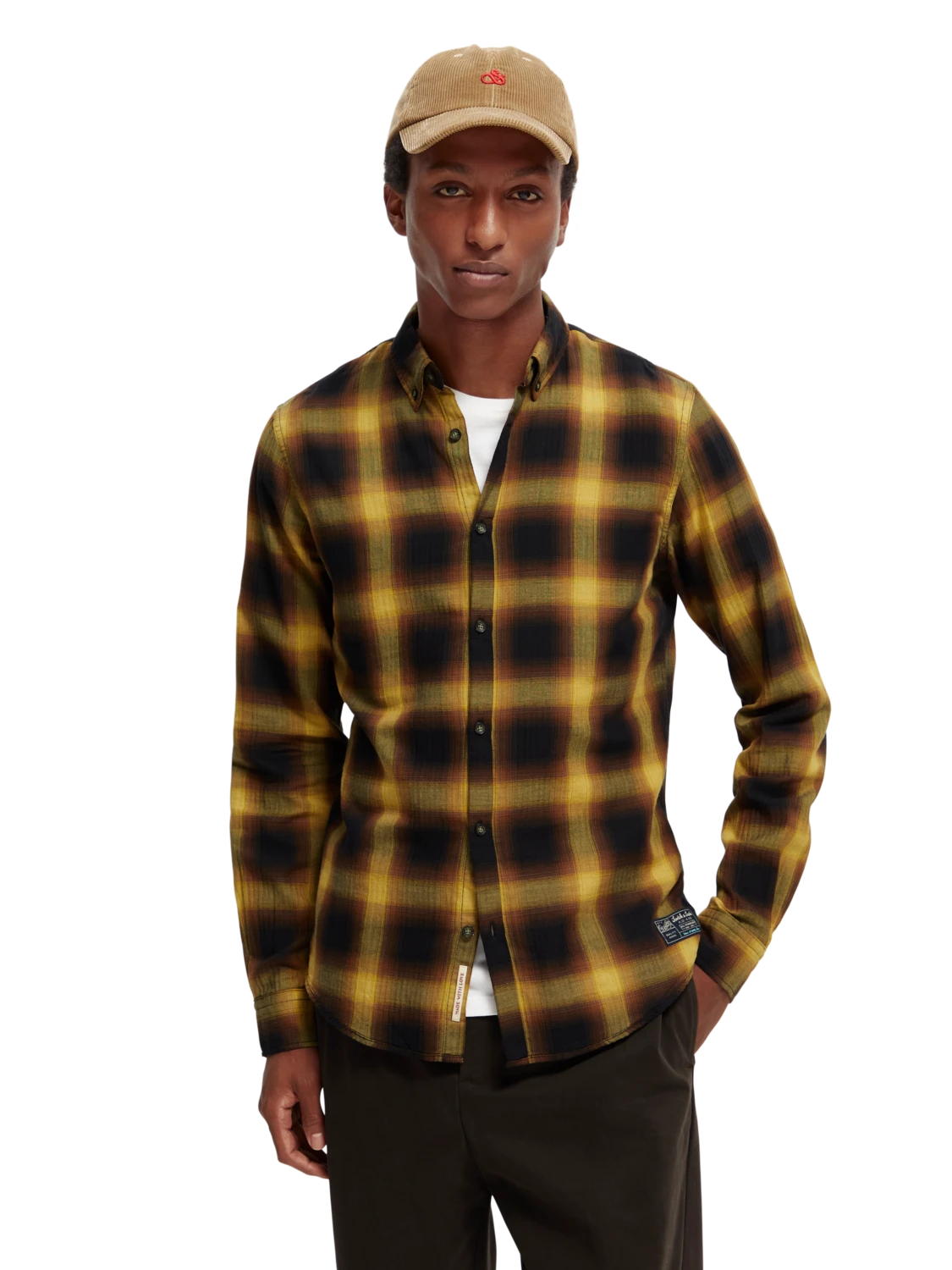 Scotch & Soda Slim Fit Lightweight Checked Herringbone Shirt - Image 9