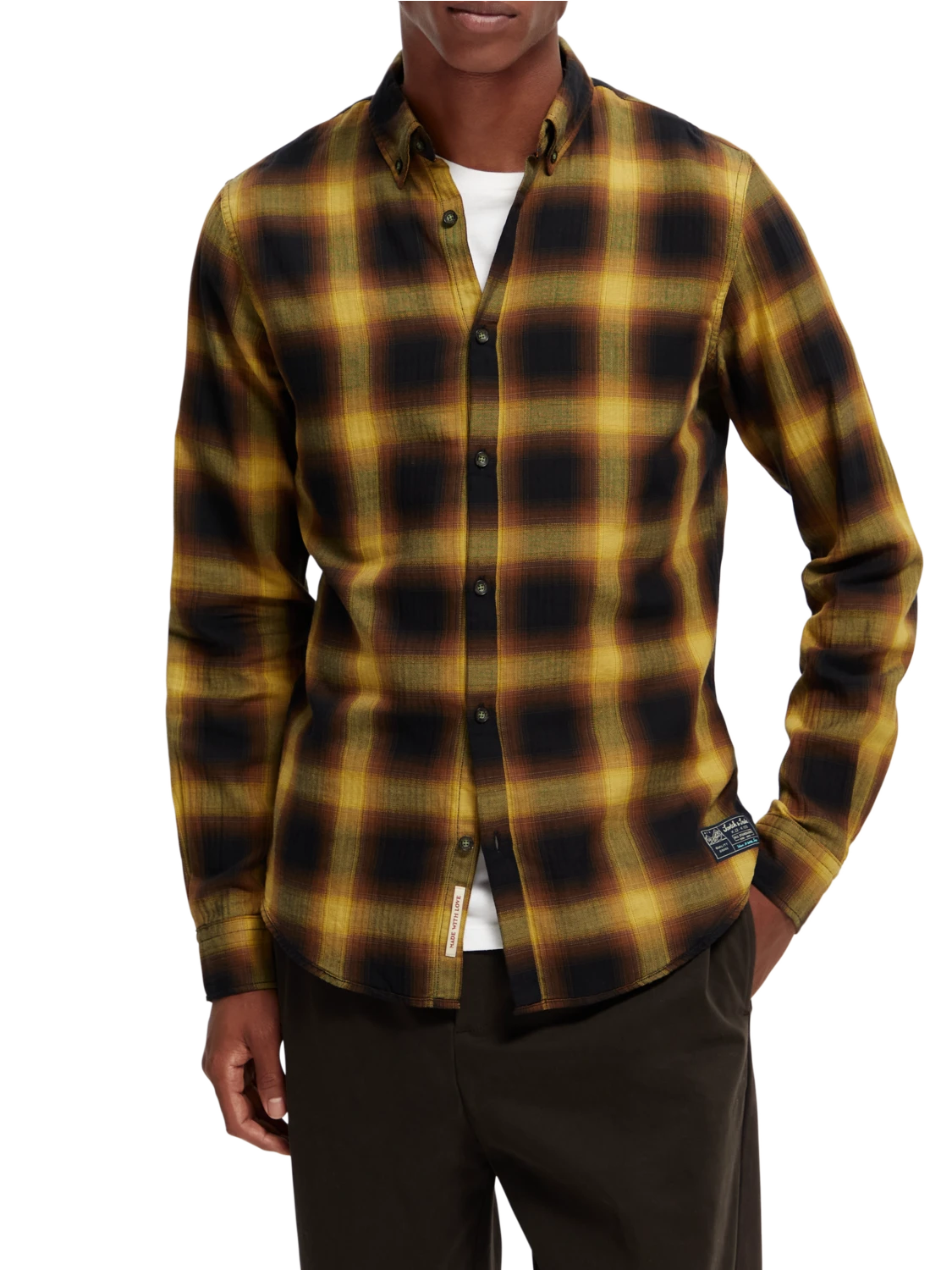 Scotch & Soda Slim Fit Lightweight Checked Herringbone Shirt