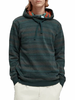 Scotch & Soda Striped Contrast-Lined Hoodie