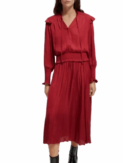 Scotch & Soda Smocked Midi Dress