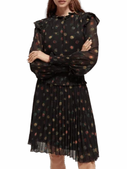 Scotch & Soda Printed Smocked Mini Dress