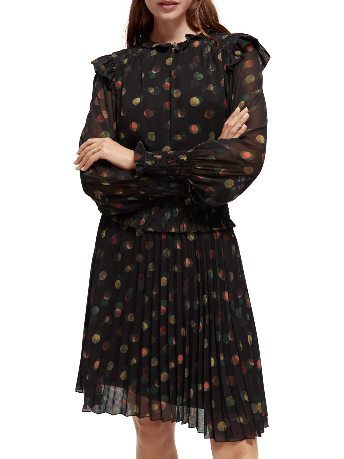 Scotch & Soda Printed Smocked Mini Dress