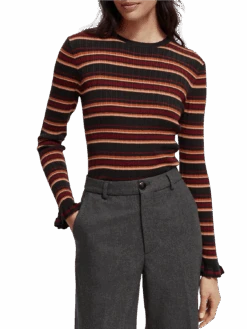 Scotch & Soda Fitted Ribbed Striped Sweater