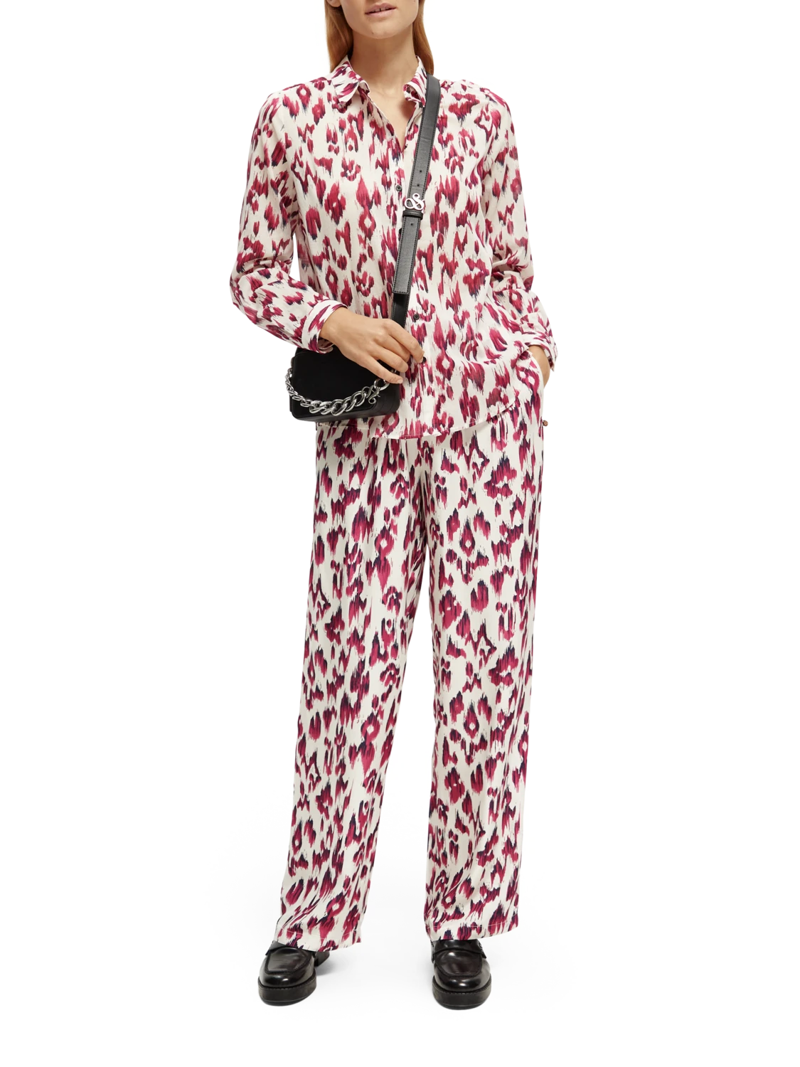 Scotch & Soda Gia Mid-Rise Wide-Leg Printed Elasticated Trousers - Image 2