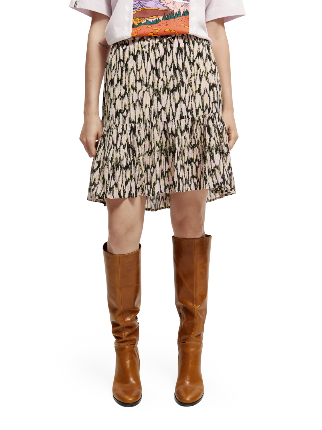 Scotch & Soda Printed Short Skirt