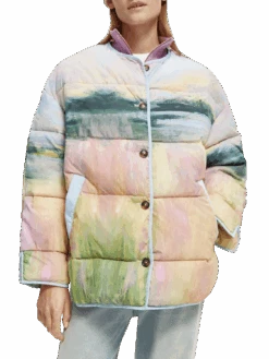 Scotch & Soda Oversized Water-Repellent Watercolour Puffer Jacket