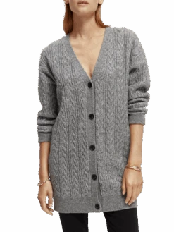 Scotch & Soda Wool-Blended Cable Knit Cardigan