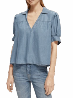 Scotch & Soda Short-Sleeved V-Neck Blouse