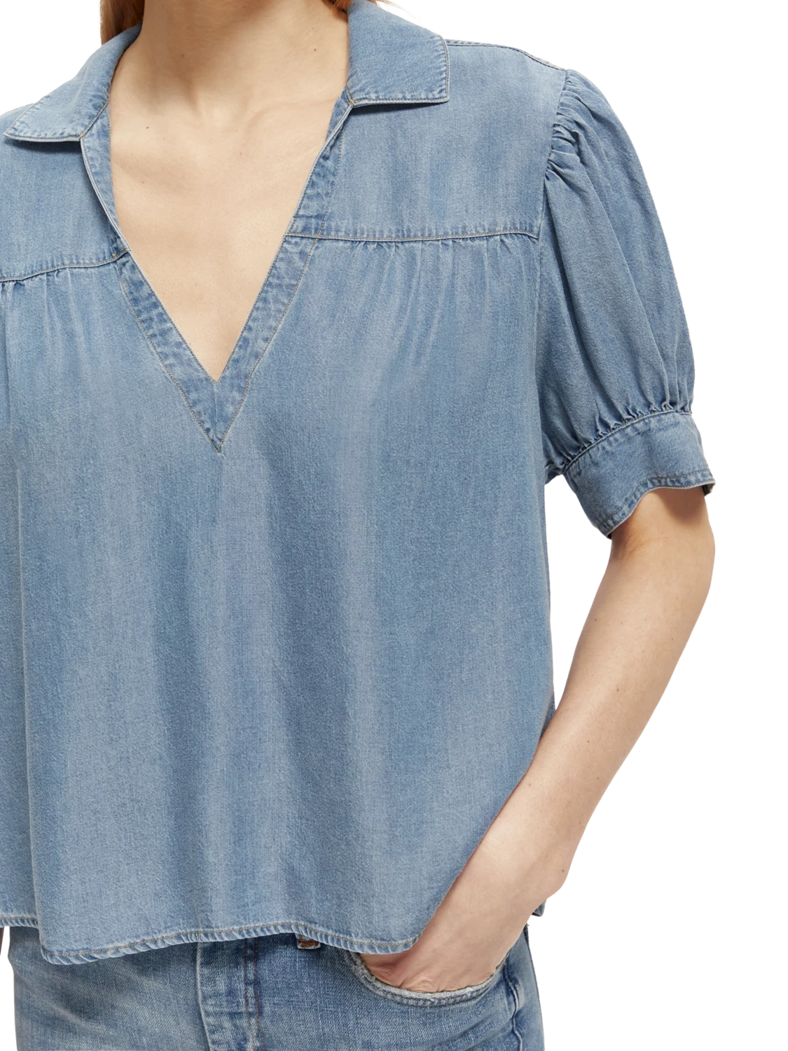 Scotch & Soda Short-Sleeved V-Neck Blouse - Image 4