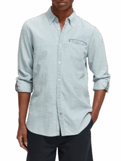 Scotch & Soda Regular Fit Denim Shirt With Sleeve Adjustment
