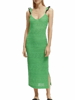 Scotch & Soda Knitted Pointelle V-Neck Midi Dress