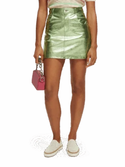 Scotch & Soda Metallic Leather Mini Skirt