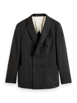 Scotch & Soda Brushed Double-Breasted Wool-Blend Blazer