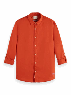 Scotch & Soda Linen Shirt With Sleeve Roll-Up