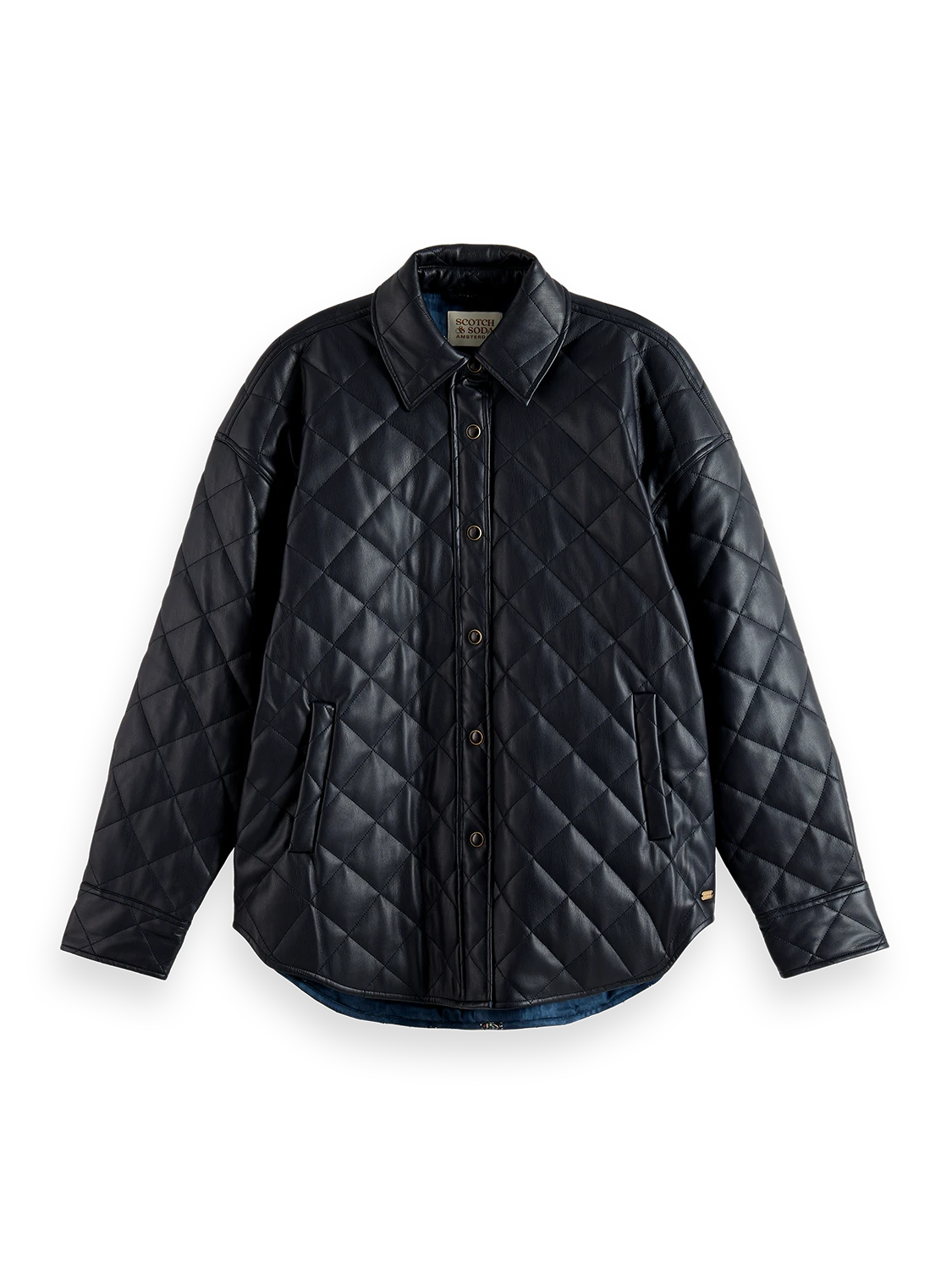 Scotch & Soda Faux Leather Quilted Shirt Jacket