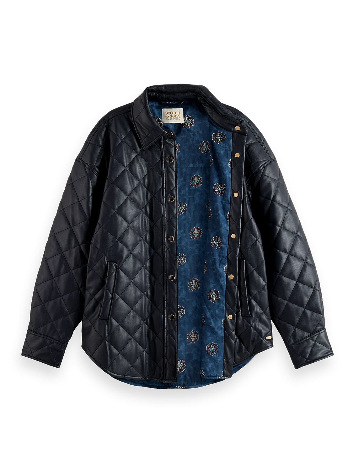 Scotch & Soda Faux Leather Quilted Shirt Jacket - Image 3