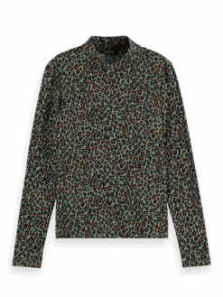 Scotch & Soda Printed Mock Neck Long Sleeve