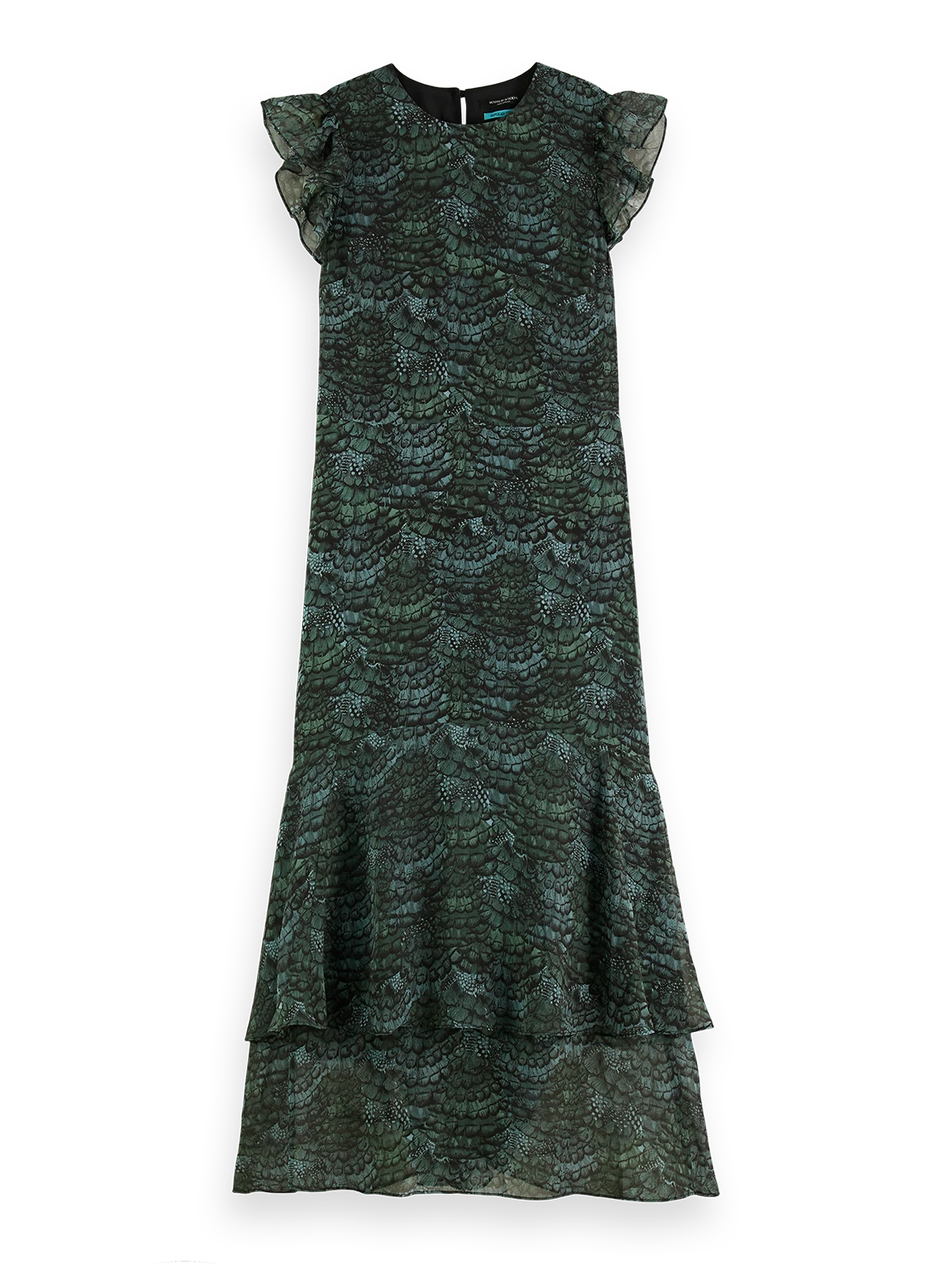 Scotch & Soda Feather Printed Midi Flounce Dress