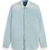 Scotch & Soda Lightweight Denim Shirt With Heavy Wash And Repair Details