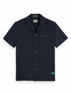 Scotch & Soda Crinkle Cotton Back-Embroidery Shirt