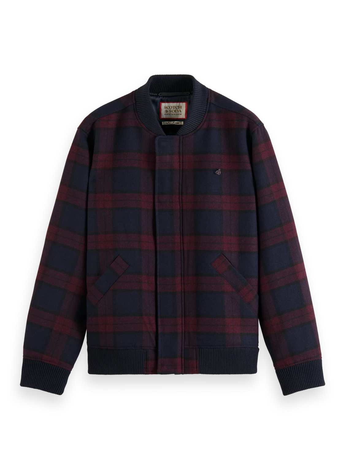Scotch & Soda Wool Blend Check Bomber Jacket - Image 6