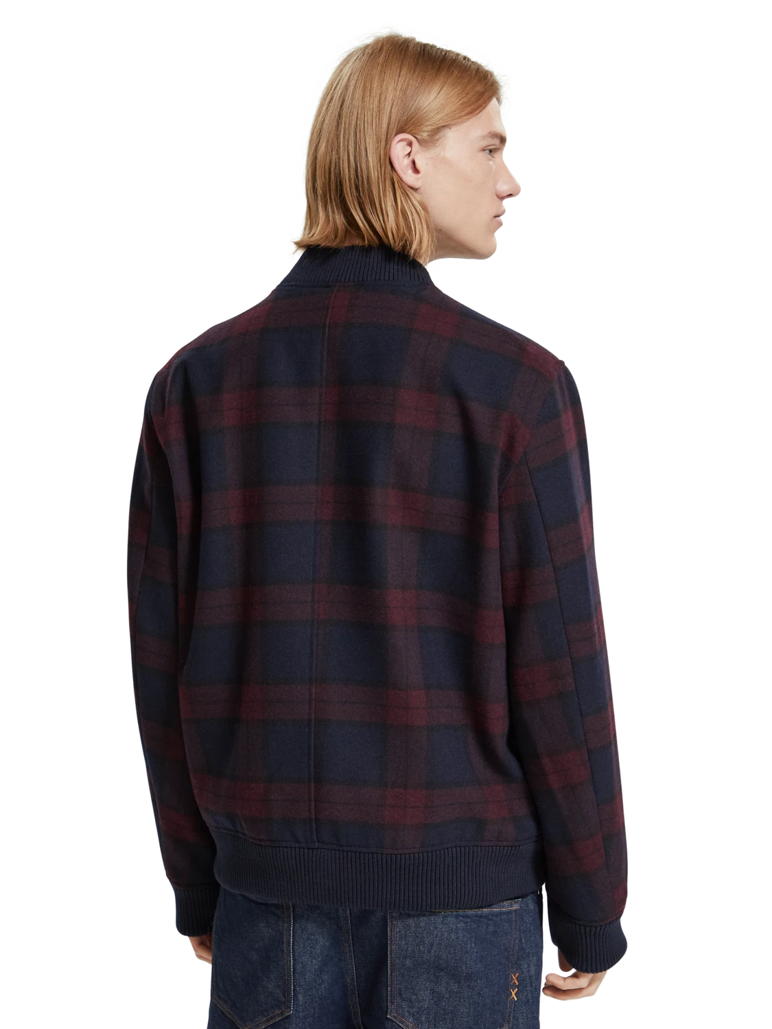 Scotch & Soda Wool Blend Check Bomber Jacket - Image 3
