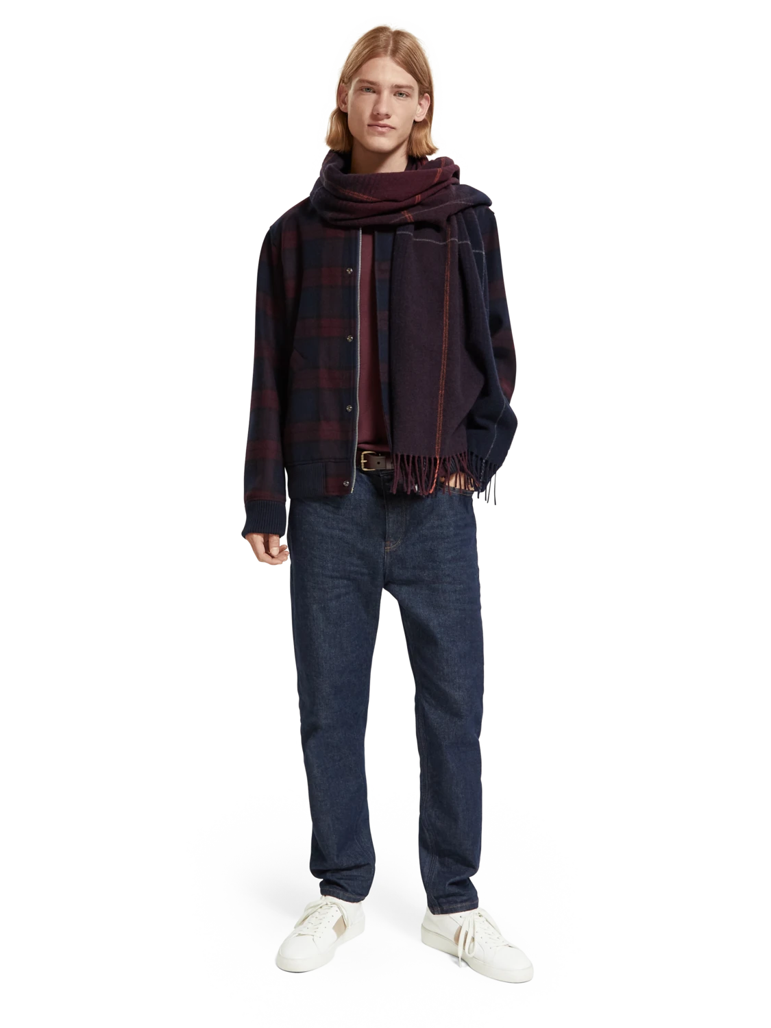 Scotch & Soda Wool Blend Check Bomber Jacket