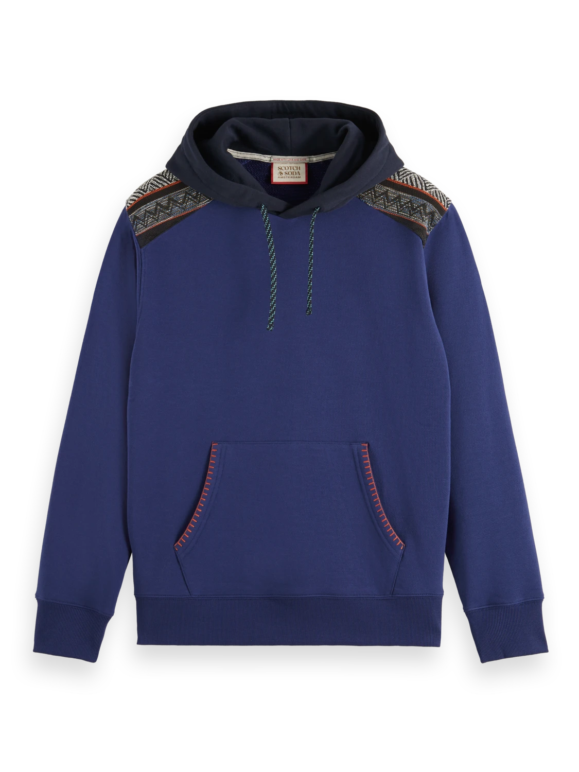 Scotch & Soda Regular Fit Mixed Fabric Hoodie In Organic Cotton - Image 6