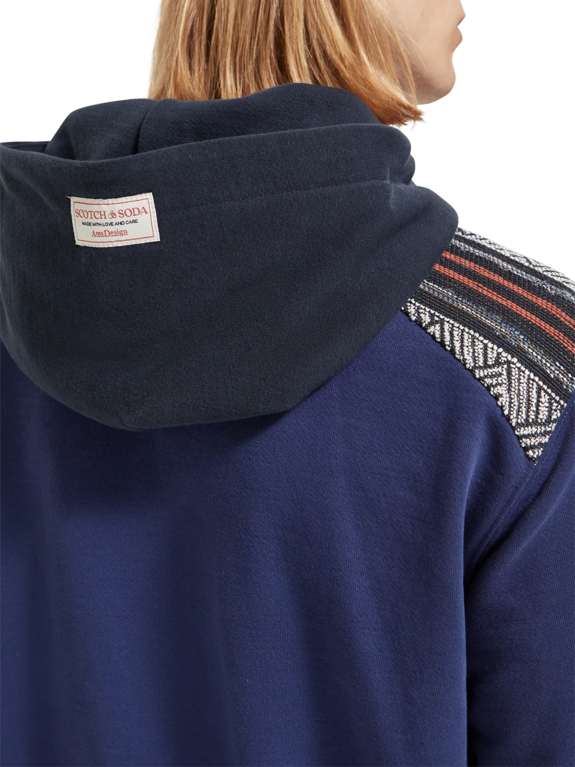 Scotch & Soda Regular Fit Mixed Fabric Hoodie In Organic Cotton - Image 4