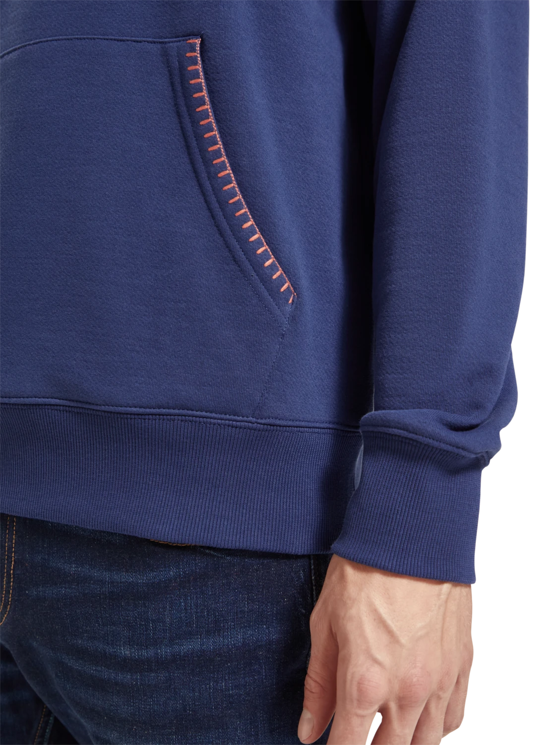 Scotch & Soda Regular Fit Mixed Fabric Hoodie In Organic Cotton - Image 5