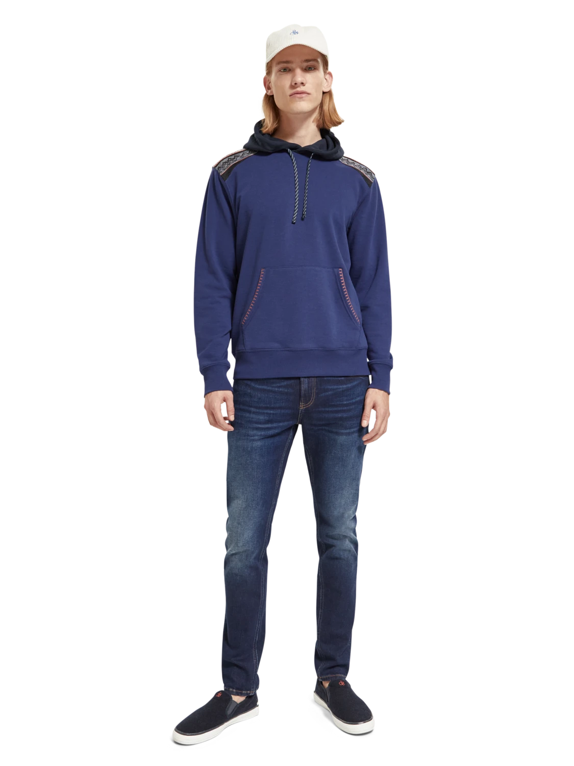 Scotch & Soda Regular Fit Mixed Fabric Hoodie In Organic Cotton