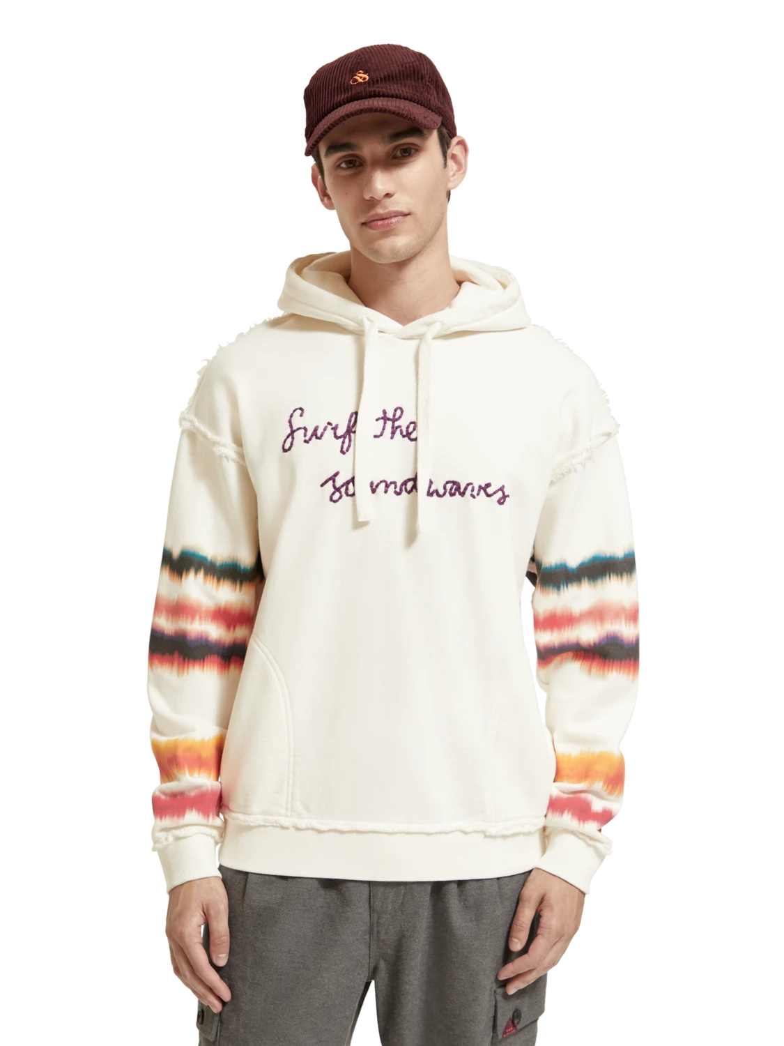 Scotch & Soda Relaxed Fit Raw Edge Artwork Hoodie Organic Cotton