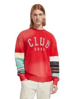 Scotch & Soda Relaxed Fit Club Applique Sweatshirt In Organic Cotton