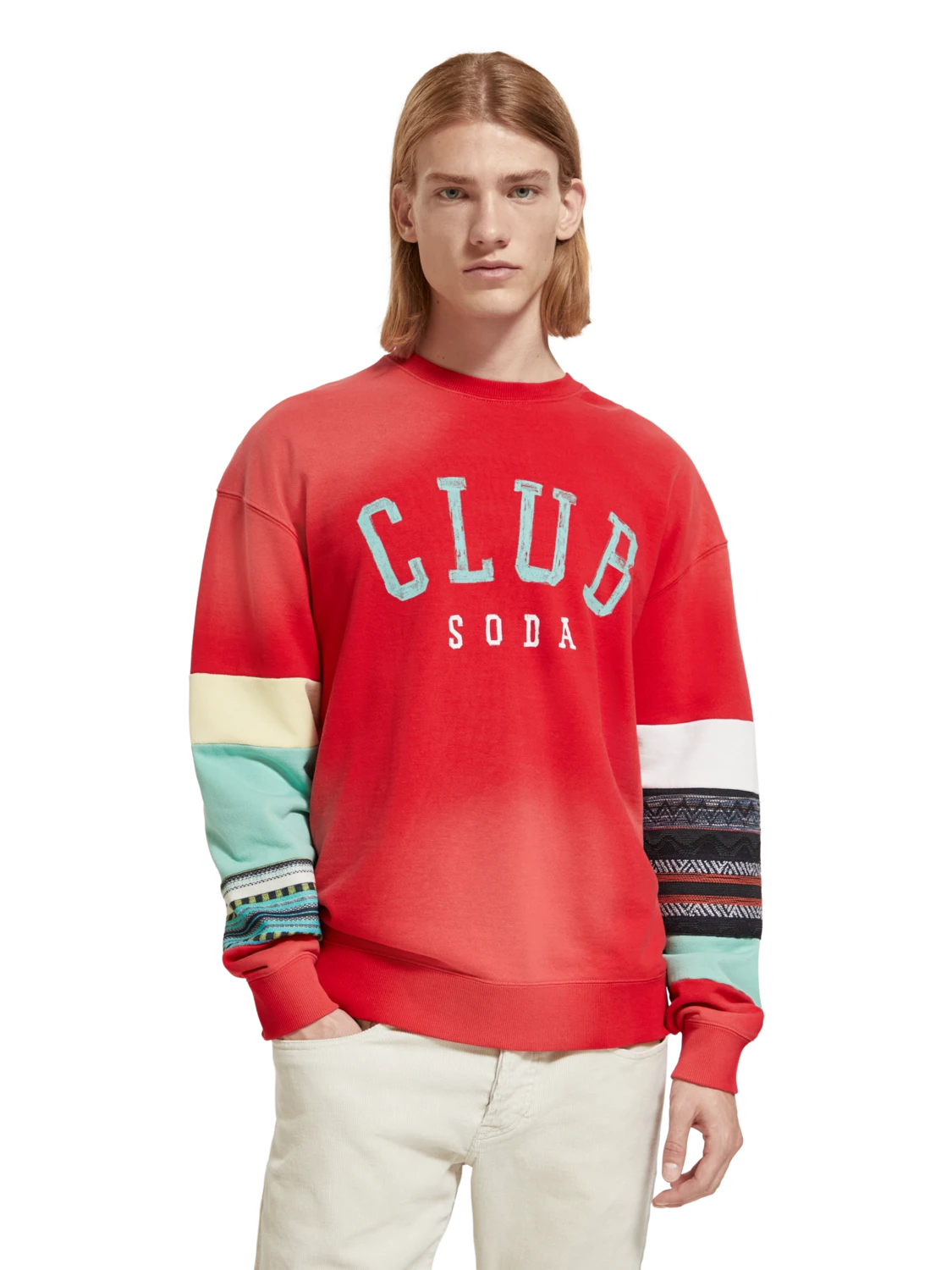 Scotch & Soda Relaxed Fit Club Applique Sweatshirt In Organic Cotton