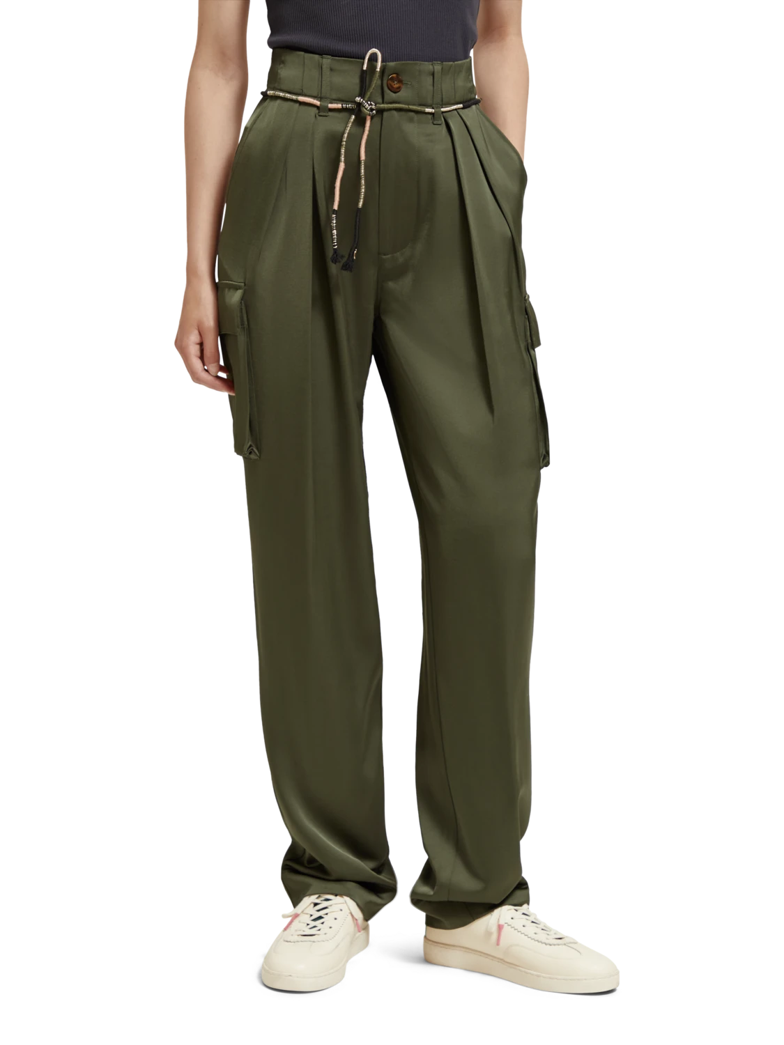 Scotch & Soda Faye High Rise Relaxed Tapered Leg Paper Bag Utility Pant