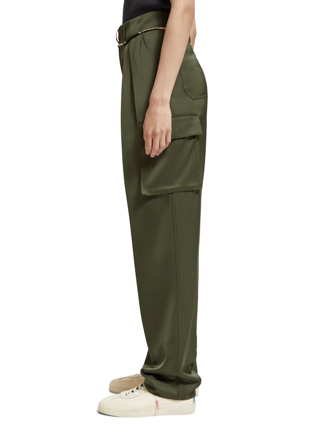 Scotch & Soda Faye High Rise Relaxed Tapered Leg Paper Bag Utility Pant - Image 4