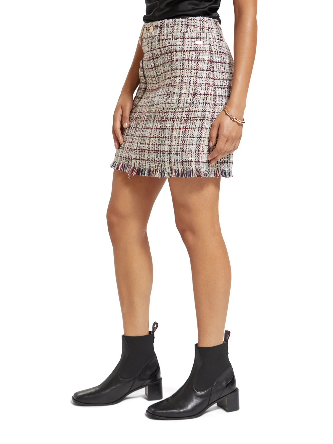 Scotch & Soda Boucle Tweed High Rise Mini Skirt - Image 4