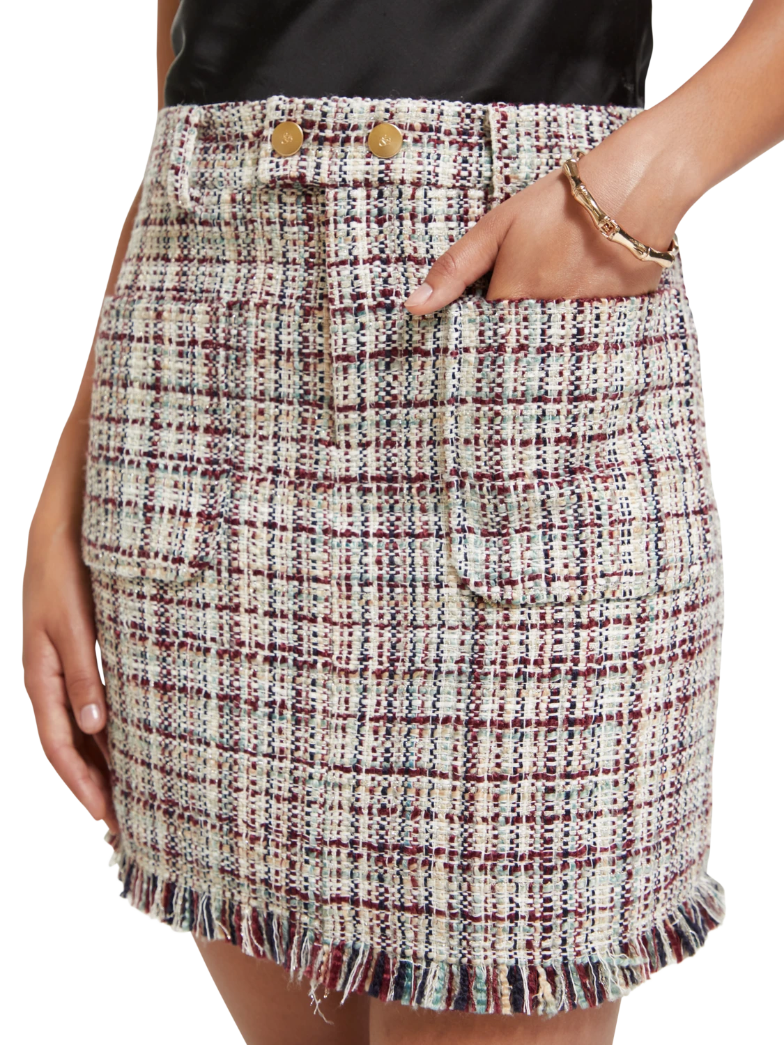 Scotch & Soda Boucle Tweed High Rise Mini Skirt - Image 10