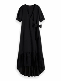 Scotch & Soda Short Sleeve V-Neck Midi Wrap Dress