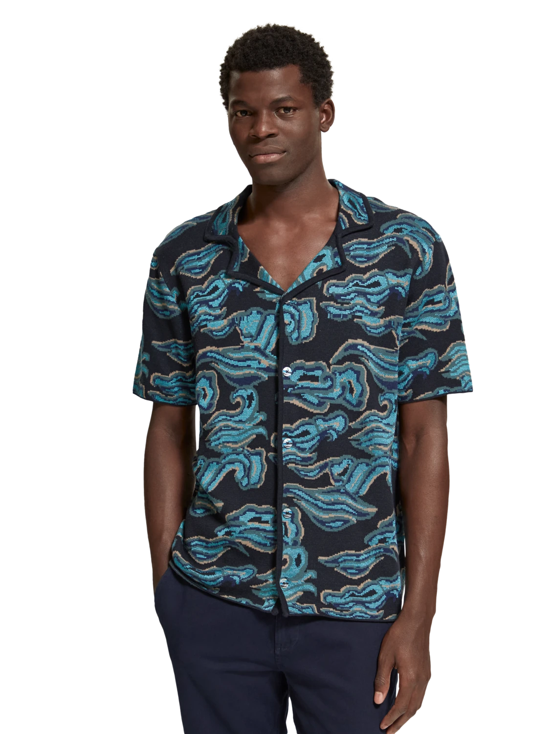 Scotch & Soda Jacquard Knit Short Sleeve Shirt - Image 2