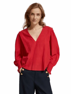 Scotch & Soda Shoulder Detail V-Neck Top