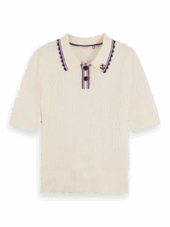 Scotch & Soda Pointelle Collar Knit Top