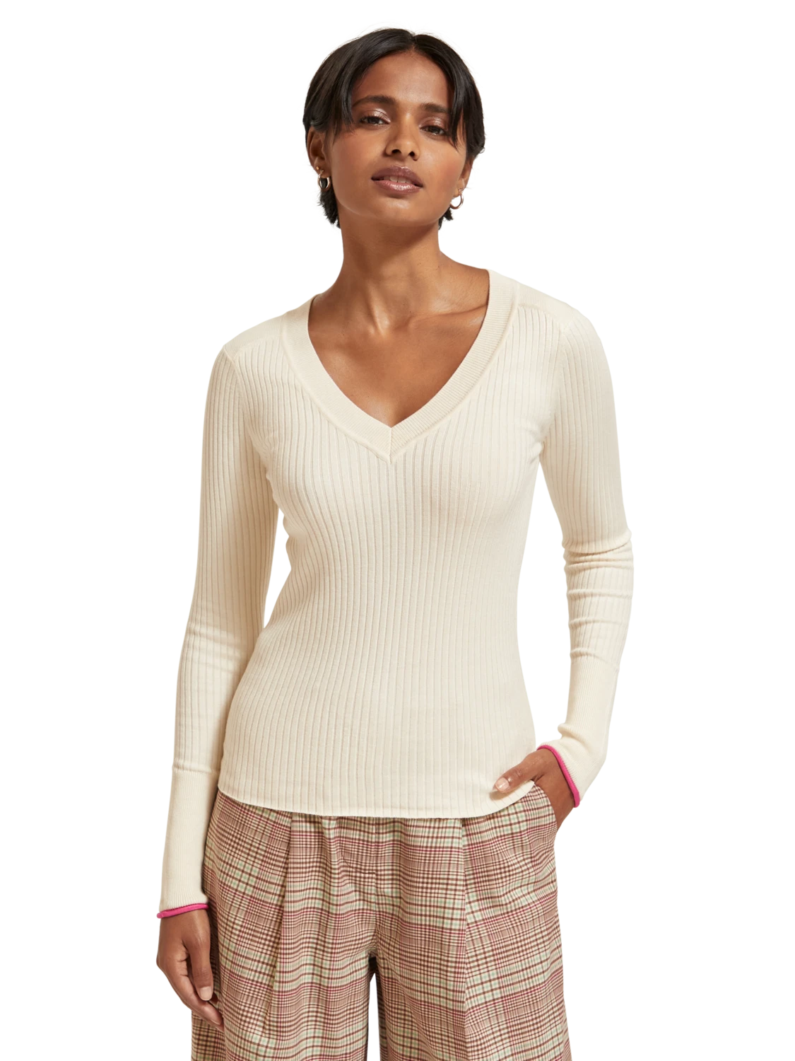 Scotch & Soda Ribbed V-Neck Pullover